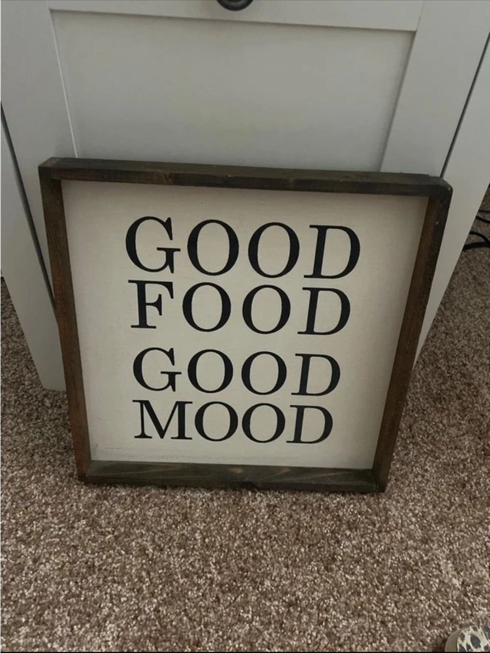 Good Food Good Mood Framed Wall Sign - Black on Cream